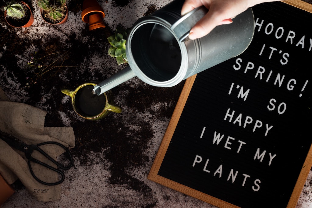 Watering can pouring into mug